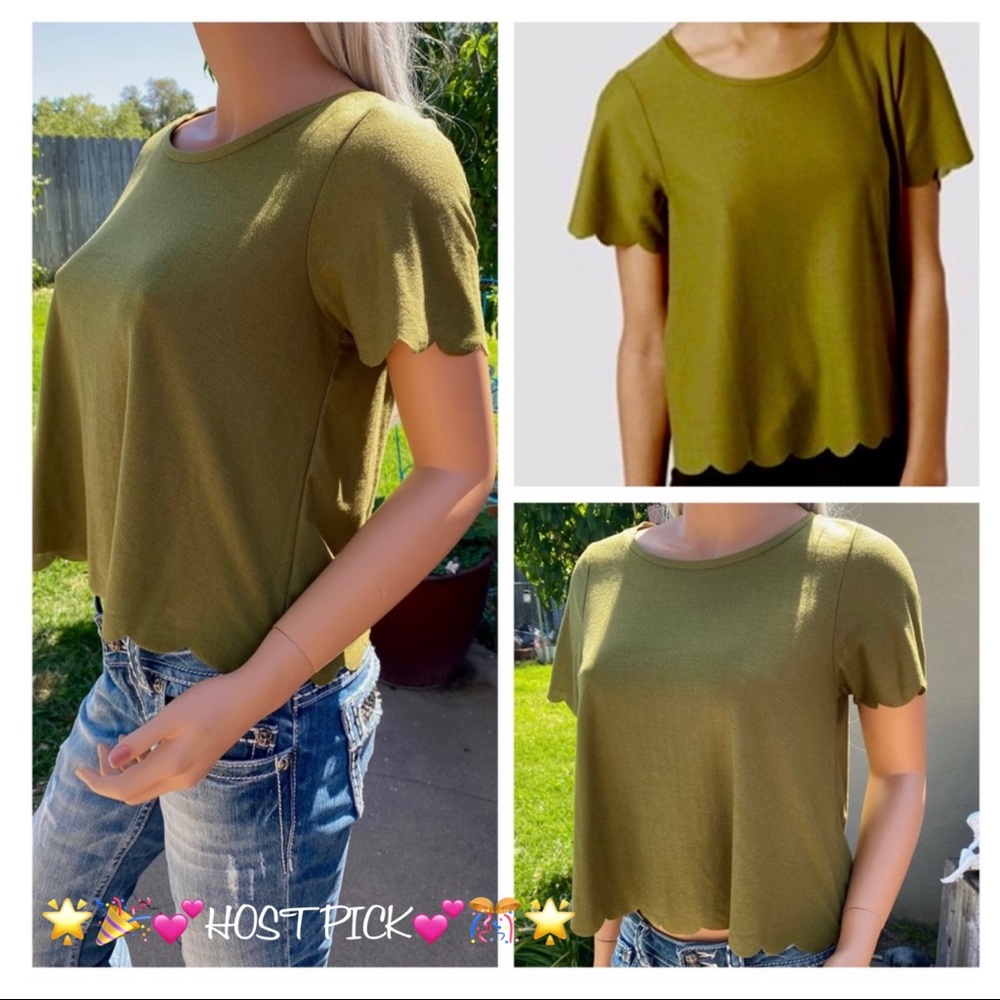 Hp Topshop Scalloped Trim Tourist Tee Crop Top